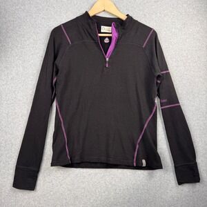 Tasc Performance Pullover Womens Medium Black Purple 1/4 Zip Bamboo Cotton Velu